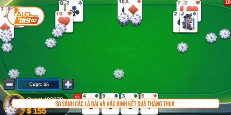 So sánh các lá bài và xác định kết quả thắng thua